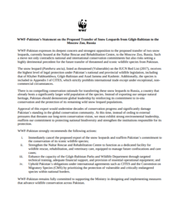 WWF strongly opposes plan to export snow leopards from Pakistan to Moscow