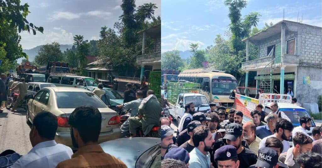 Citizens protest against unannounced load shedding in Saran, AJK