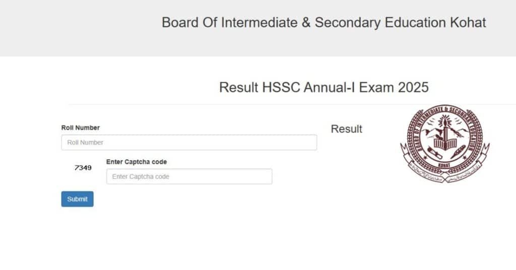 BISE Kohat Class 12 Result 2025