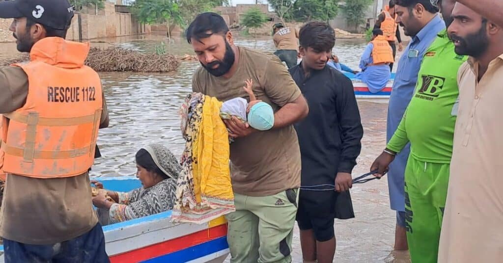 boat overturned in floodwater
