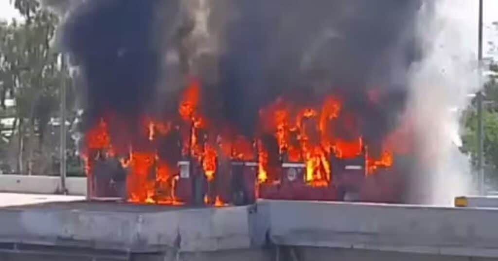 WATCH: Metro bus turned into ashes after catching fire