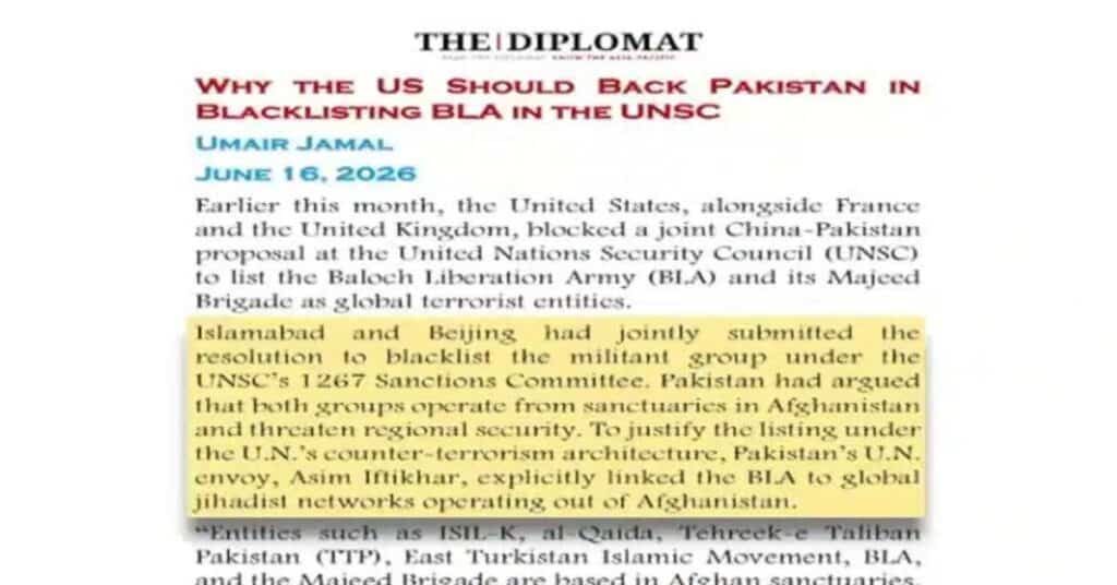 BLA No Longer a Local Insurgency, UN Action Needed: The Diplomat