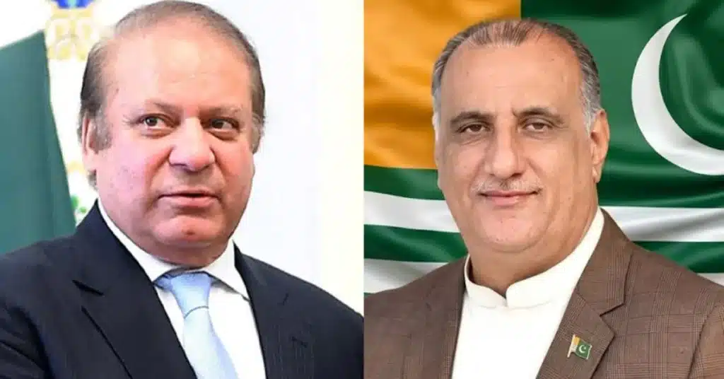Nawaz Sharif congratulates newly elected AJK president