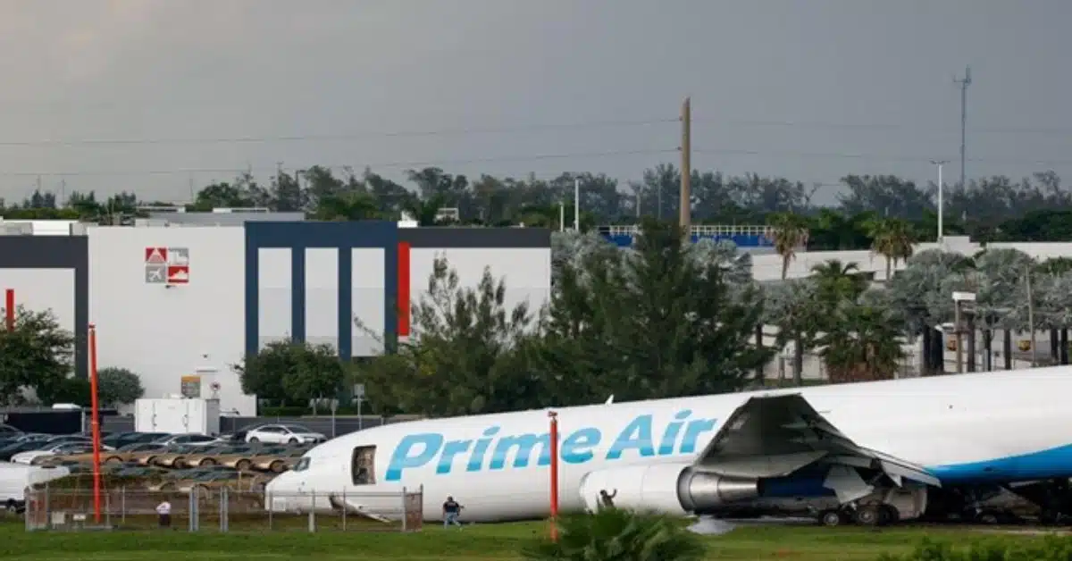 Cargo plane crashes into cars, catches fire at Miami airport